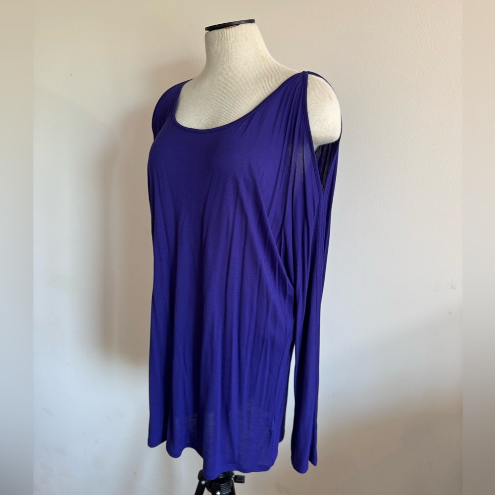 EXPRESS Vintage Purple Loose Blouse Top Open Shoulders Large NWOT